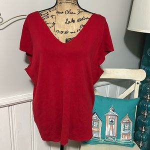 Talbots Vibrant Red V-Neck Blouse